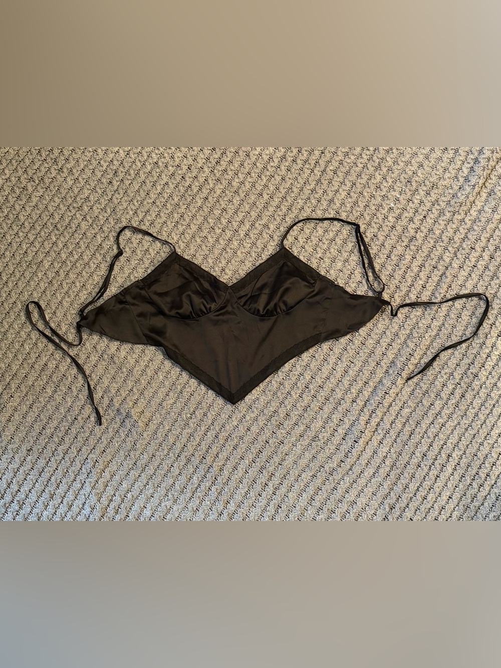 Black Satin Triangle Crop Top